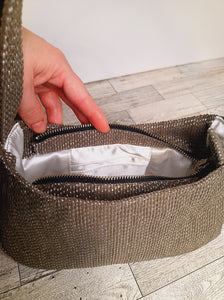 Grey and White Baguette Bag
