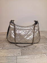 Load image into Gallery viewer, Silver Quilted Baguette Bag
